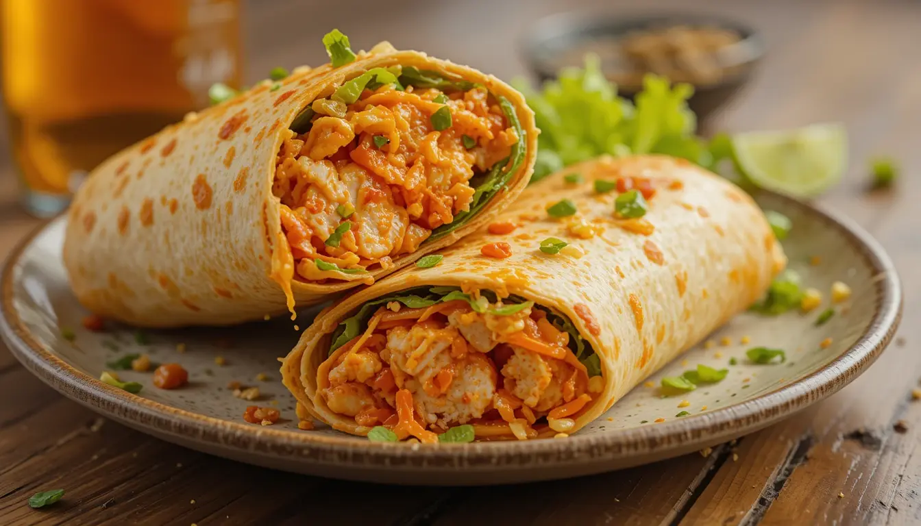 The Ultimate Buffalo Chicken Wrap For Quick Flavor Wins 2 Chicken strips cooking in a skillet for buffalo chicken wrap