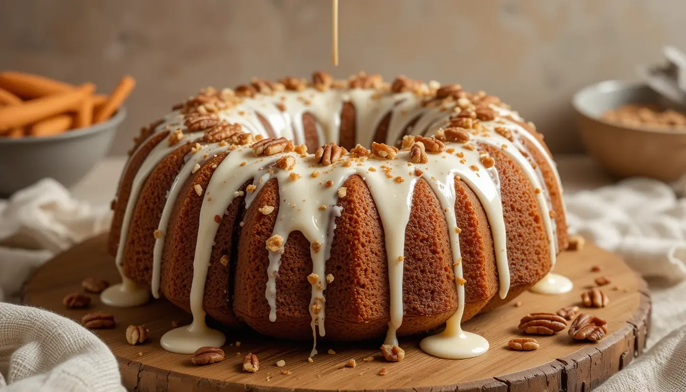 Carrot Bundt Cake Recipe – The Ultimate Sweet and Spiced Treat 5 Close-up of carrot bundt cake slice with moist crumb and glaze