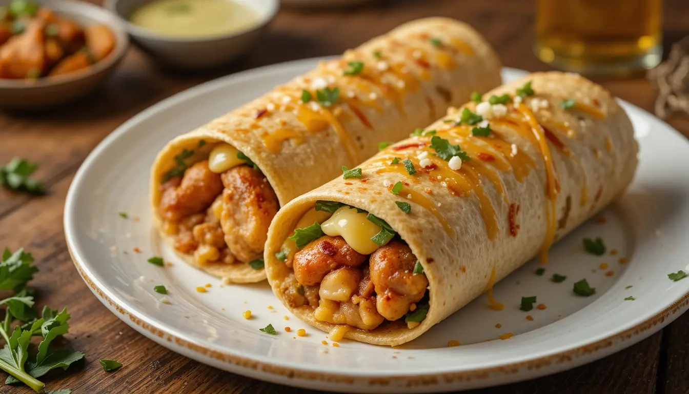 Sensational Chicken Wing Wrap Recipe You’ll Crave Again And Again 1 Chicken wing wrap served on parchment with dips and herbs