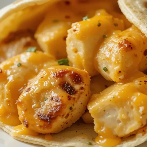 Cheesy Garlic Chicken Wraps – Better Than Takeout and So Easy 2 Step-by-step cheesy garlic chicken wrap showing filling and seared tortilla