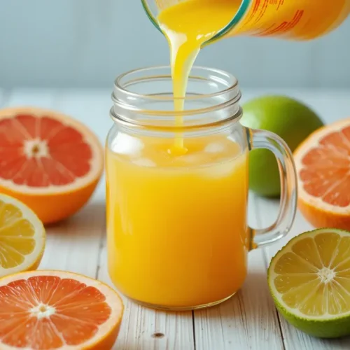 Citrus Juice for Brunch, Breakfast, or a Simple Afternoon Refreshment 2 citrus juice recipe card with ingredients