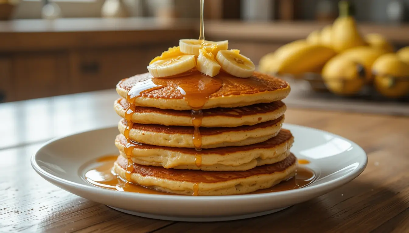 Amazing Cottage Cheese Banana Pancakes for a Wholesome Morning 1 Cottage cheese banana pancakes topped with banana and syrup