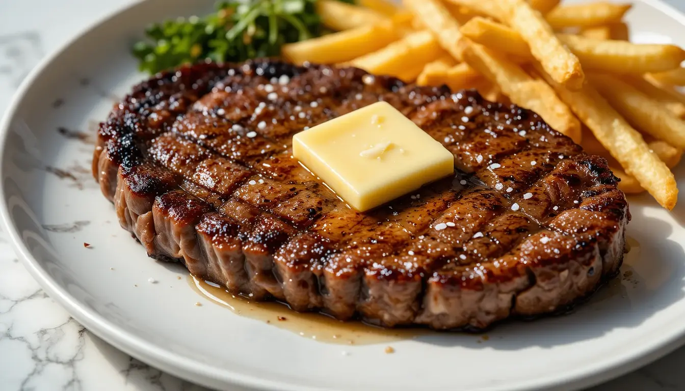 Cowboy Butter Steak – 2 Easy Methods For Bold, Flavorful Results 4 Seared ribeye steak with cowboy butter and crispy fries