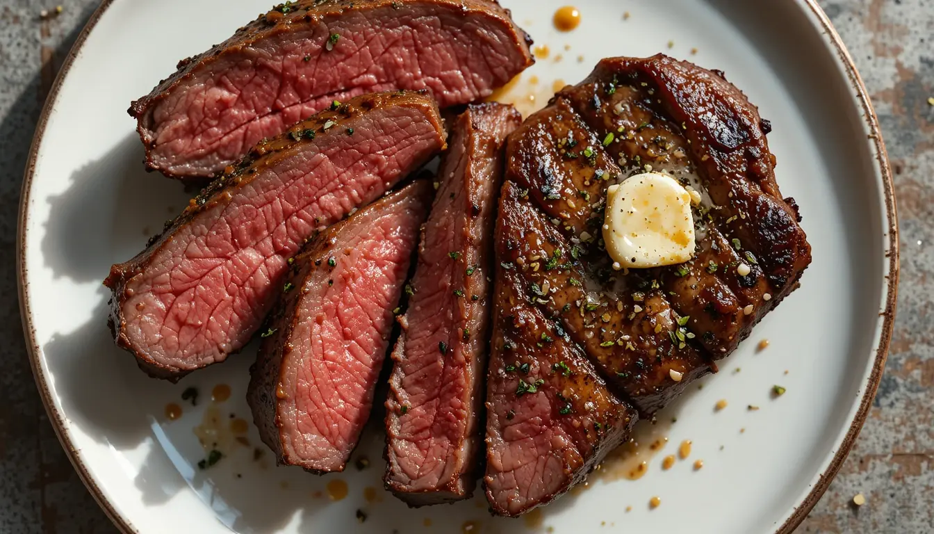 Cowboy Butter Steak – 2 Easy Methods For Bold, Flavorful Results 5 Ribeye steak with cowboy butter and fries on white plate