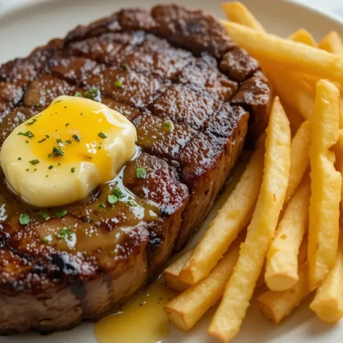 Cowboy Butter Steak – 2 Easy Methods For Bold, Flavorful Results 2 Sliced cowboy butter steak on cutting board with garlic butter and bread