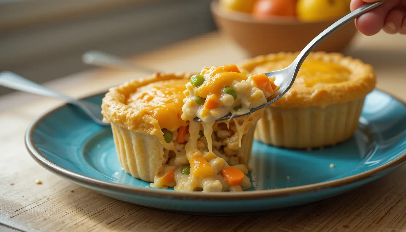 Easy Mini Chicken Pot Pies That Taste Like A Cozy Sunday 1 Rustic-style mini chicken pot pies baked in muffin tin