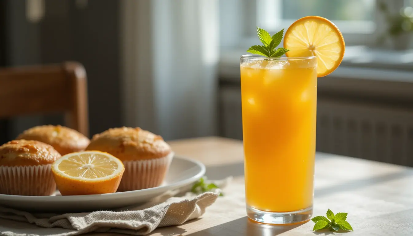 Juice Citrus the Right Way with This Bright, Easy Recipe 4 Final citrus juice in glass with background ingredients