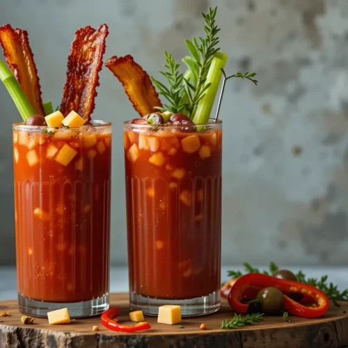 How to Make the Best Pickle Bloody Mary Shot at Home 2 Preparing pickle Bloody Mary shot by mixing ingredients in a pitcher