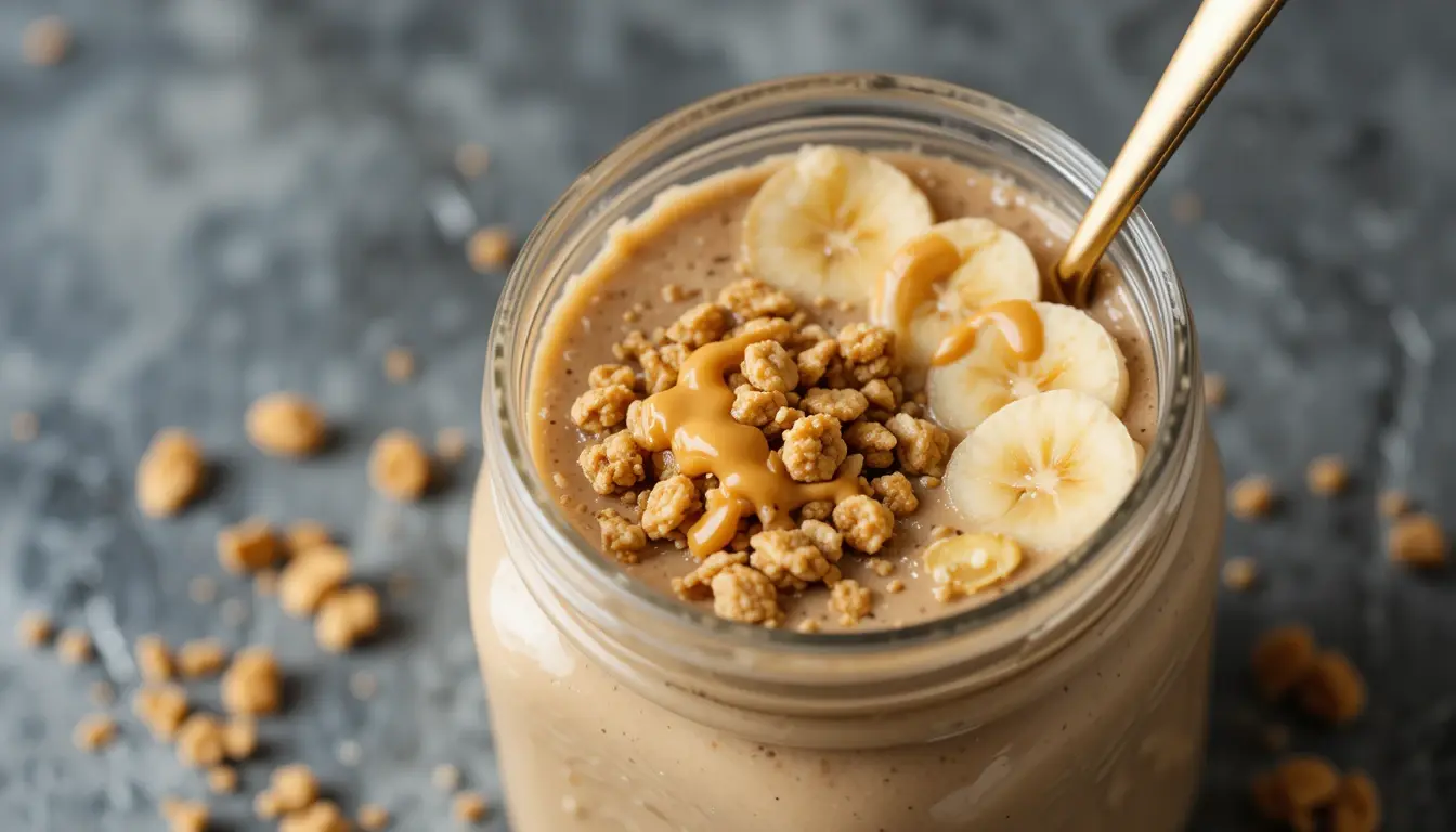 How to Make South Block Peanut Butter Blast Smoothie at Home 4 How to Make South Block Peanut Butter Blast Smoothie with banana and granola