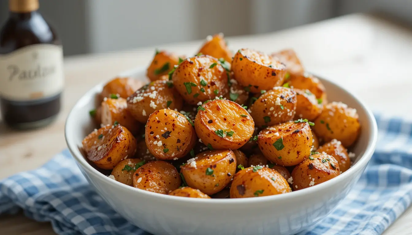 Liquid smoke russet potatoes served hot in a rustic bowl