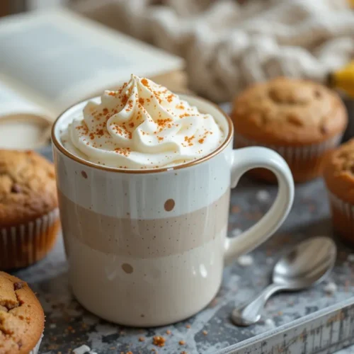 How To Make The Best Banana Bread Latte With Real Banana Or Syrup 2 Banana bread latte served with baked goods and cozy details