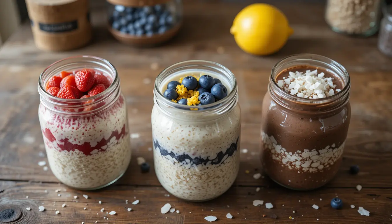 Pouring milk into oats jar for soaking