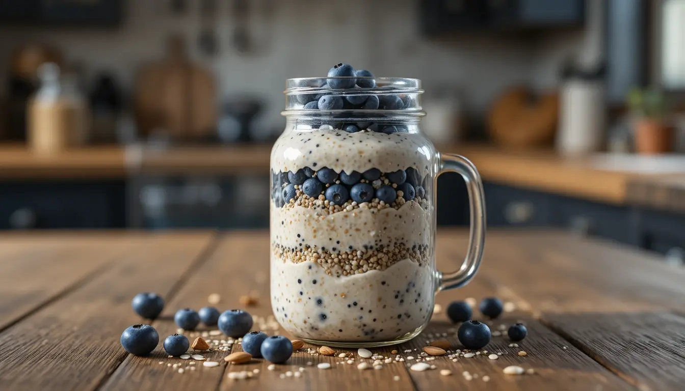 Overnight oats healthy ingredients top view