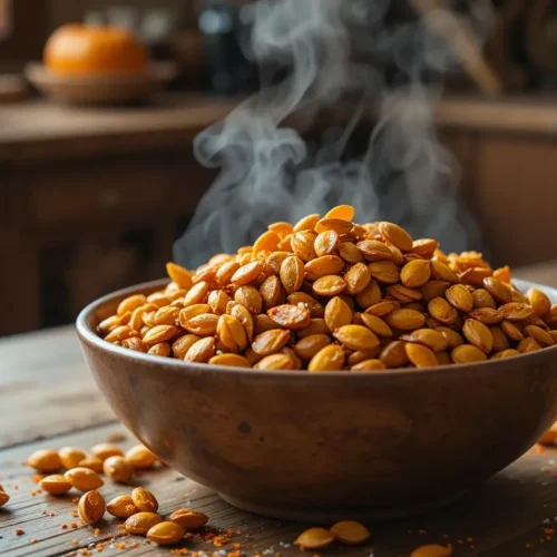 serving roasted pumpkin seeds recipe snack