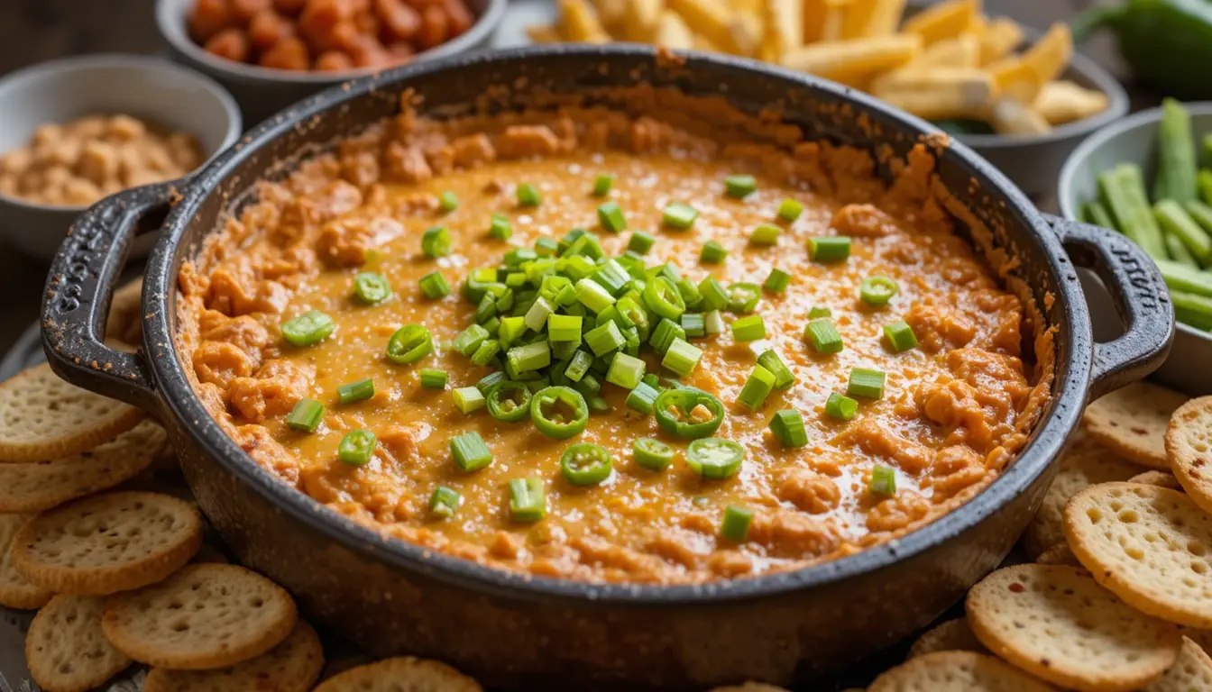 Smoked Buffalo Chicken Dip You’ll Make Again and Again 5 Ingredients for smoked buffalo chicken dip on a wooden board