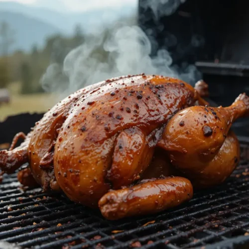 sliced smoked spatchcock turkey served