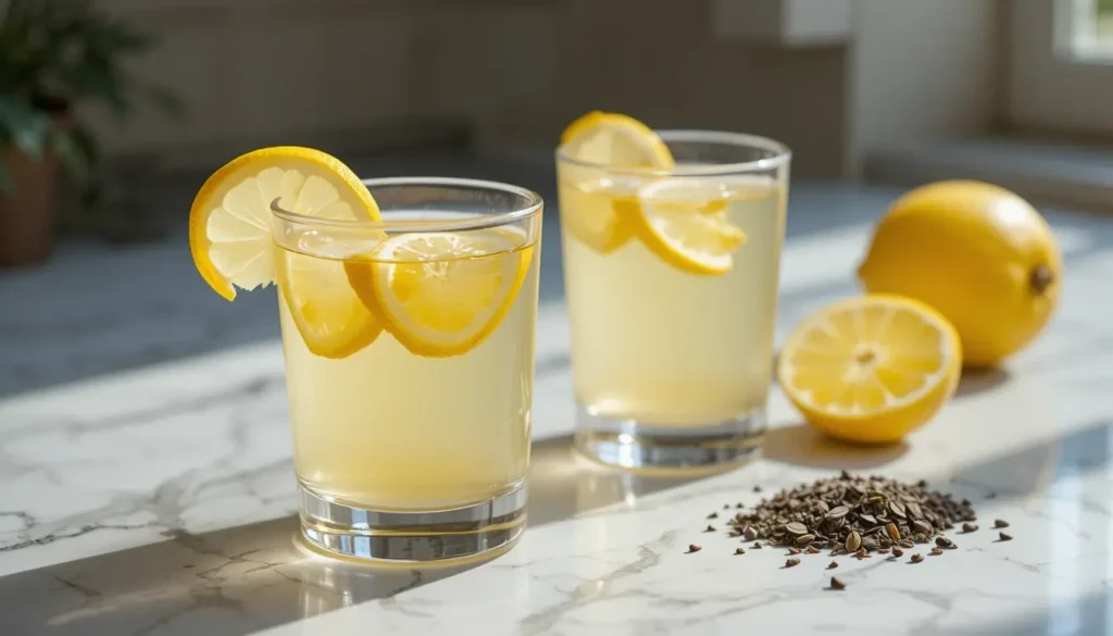 White Tea Shot in small glasses with lemon