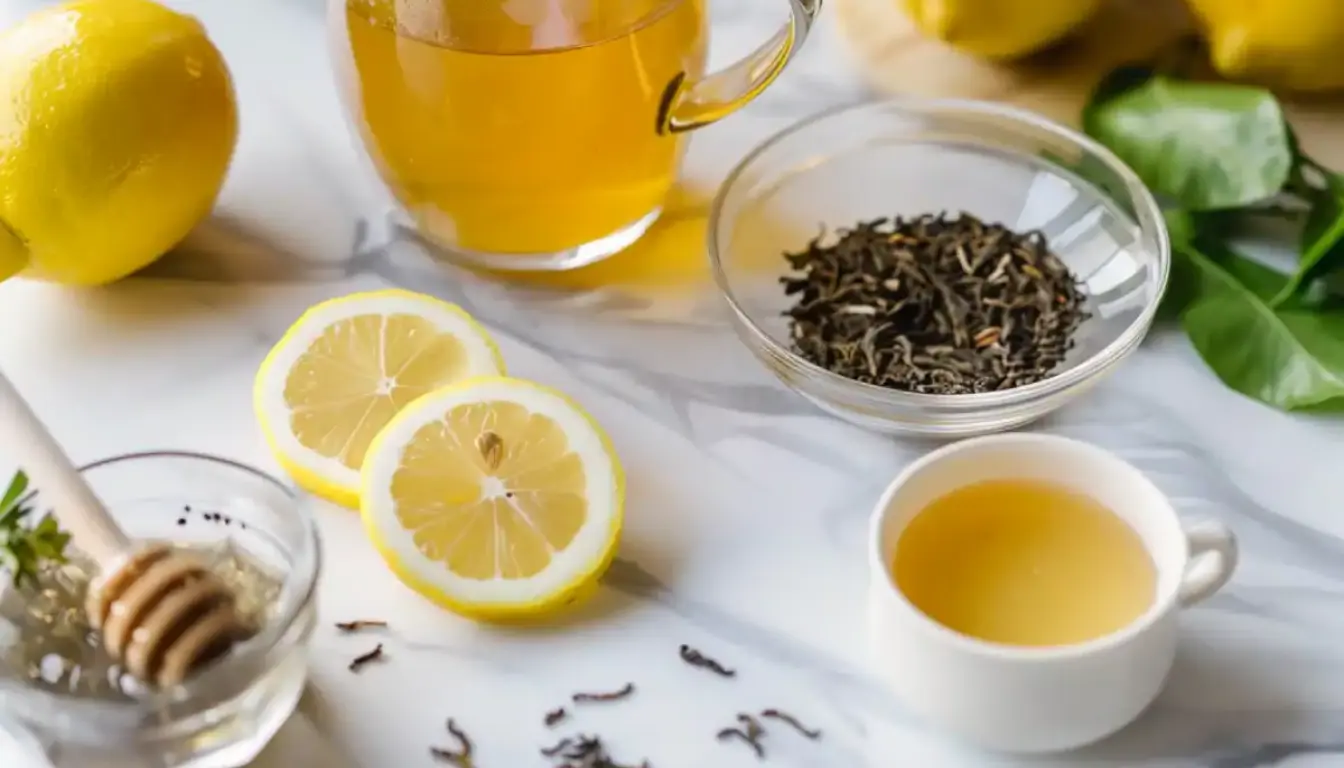 White Tea Shot ingredients arranged for the recipe