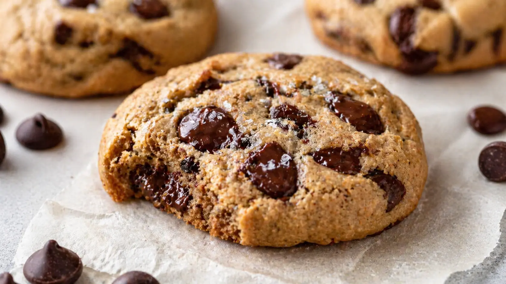 banana protein cookies recipe card with baked cookies