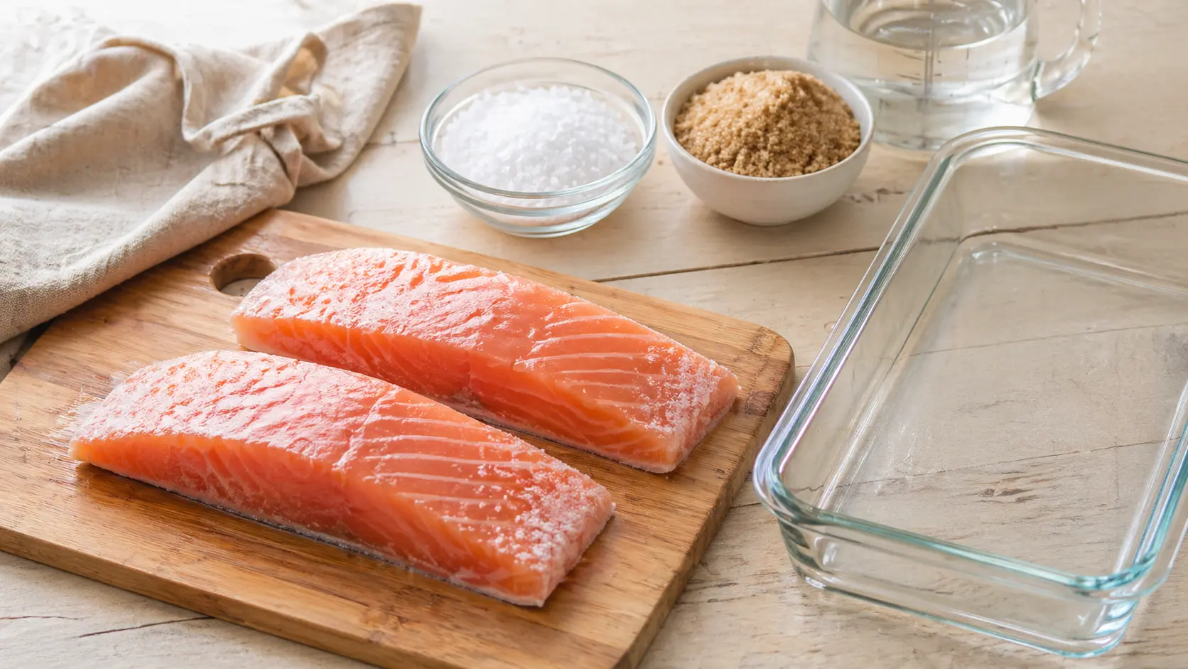 cold smoked salmon ingredients with salt and brown sugar